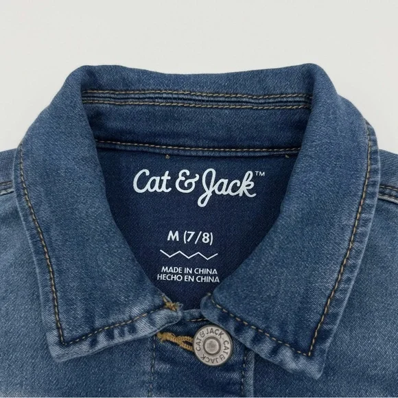 Cat & Jack Girl’s Denim Jacket Blue Size: 7/8 Spring Layering - Picture 2 of 7